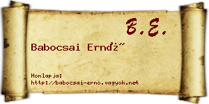Babocsai Ernő névjegykártya